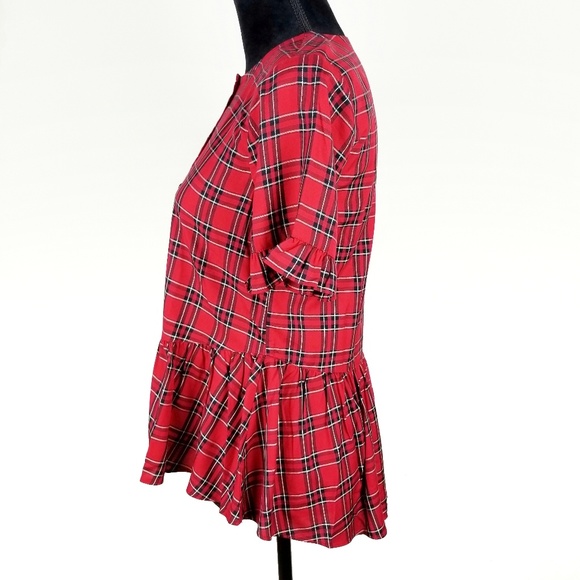 MADEWELL Studio Ruffle Hem Top in Plaid - Picture 6 of 8